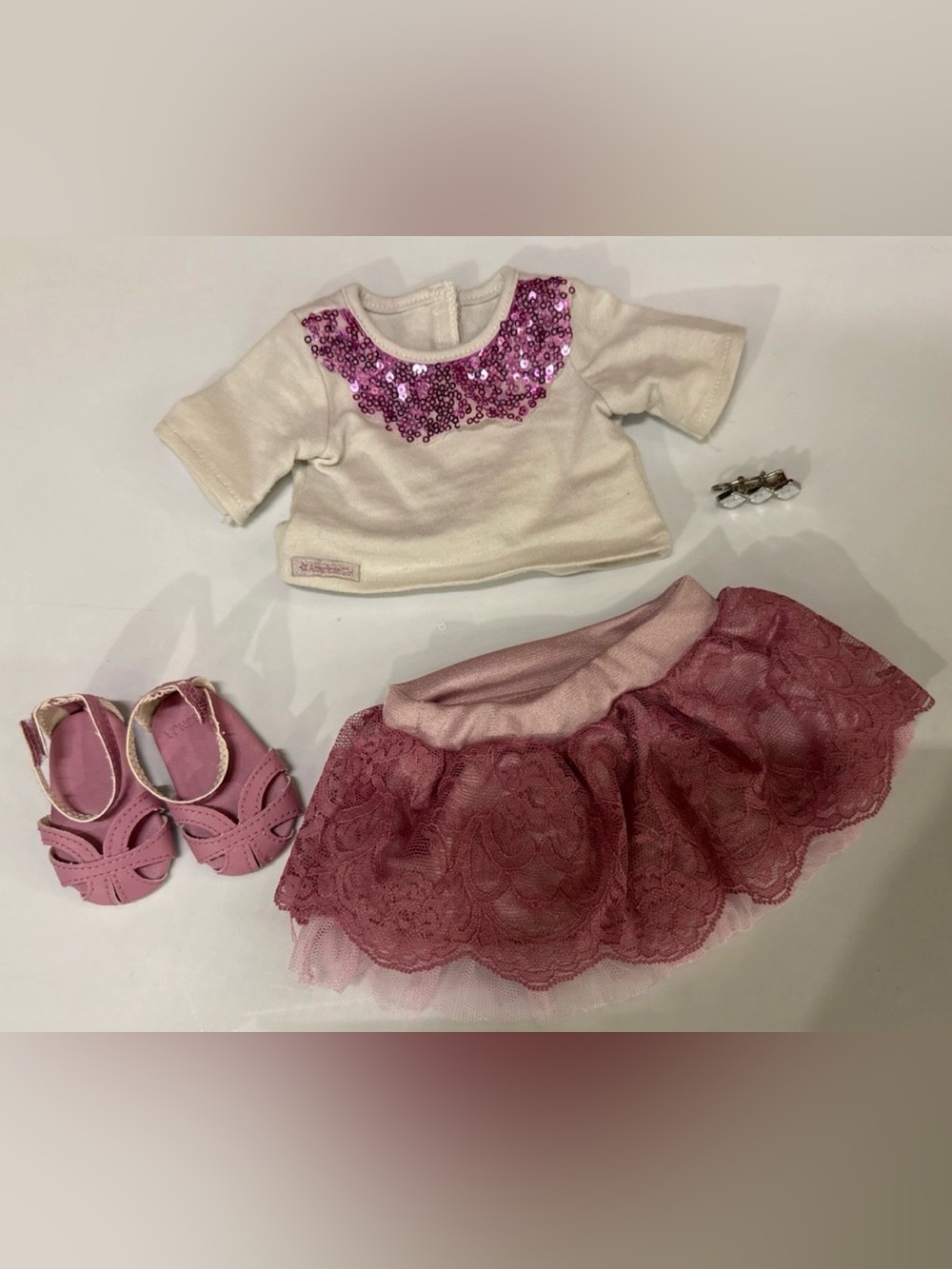 American Girl Sparkle Sequin Outfit Retired With Barette EUC